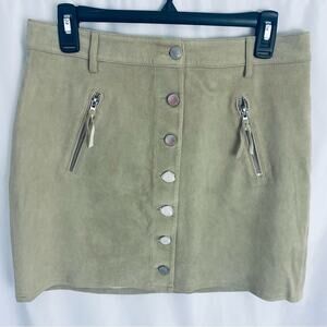 NWT Avec Les Filles Leather Button Down Mini Skirt Size 12